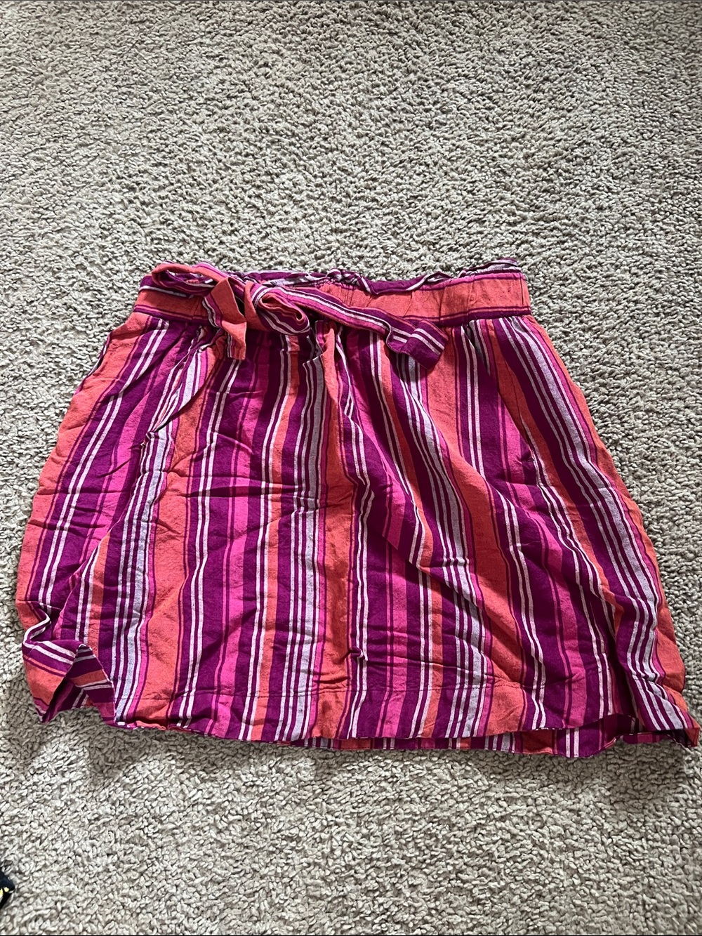 a new day Striped Tie-Waist Mini Skirt in Fuchsia and Coral